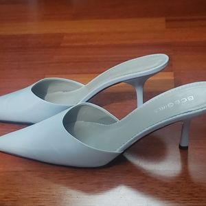 Powder blue heels (mules)